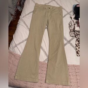 American Eagle Outfitters Khaki Wide-Leg Flare Jeans